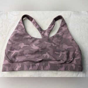Athleta Sports Bra Pink/Mauve Camo Racer Back Size XL No Pads